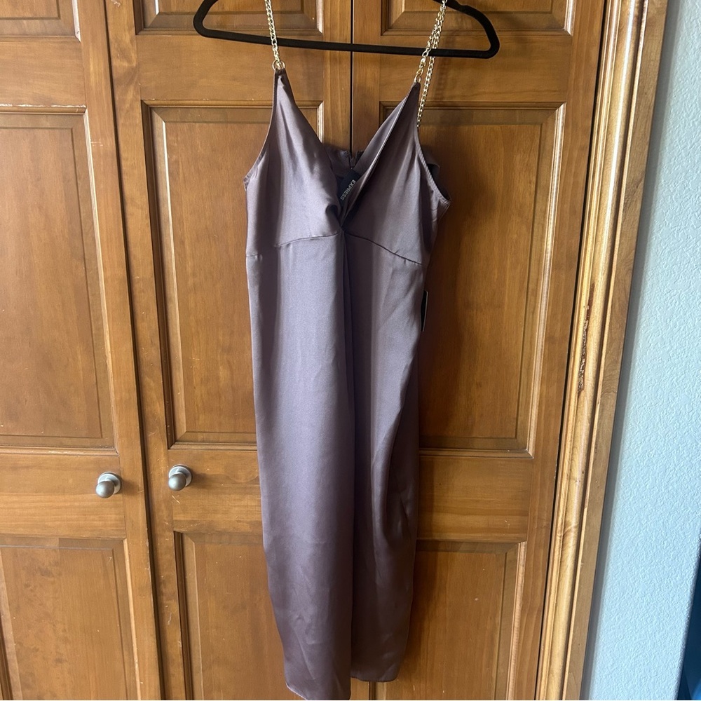 Express Mauve Satin Chain Strap Twist Dress NWT